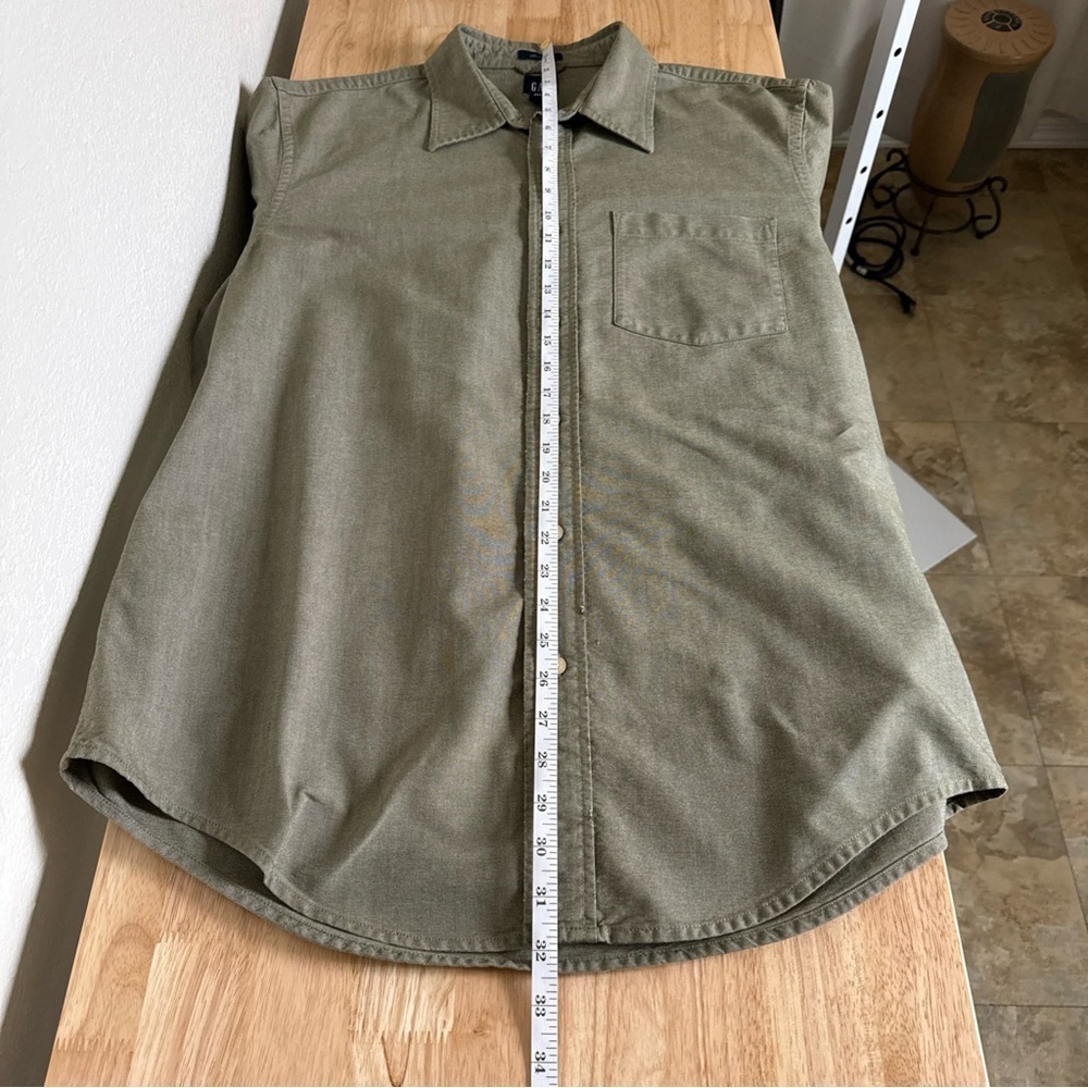 Gap Men’s Relaxed Fit Men’s Cotton Button Up Green Shirt Size M - Picture 7 of 8